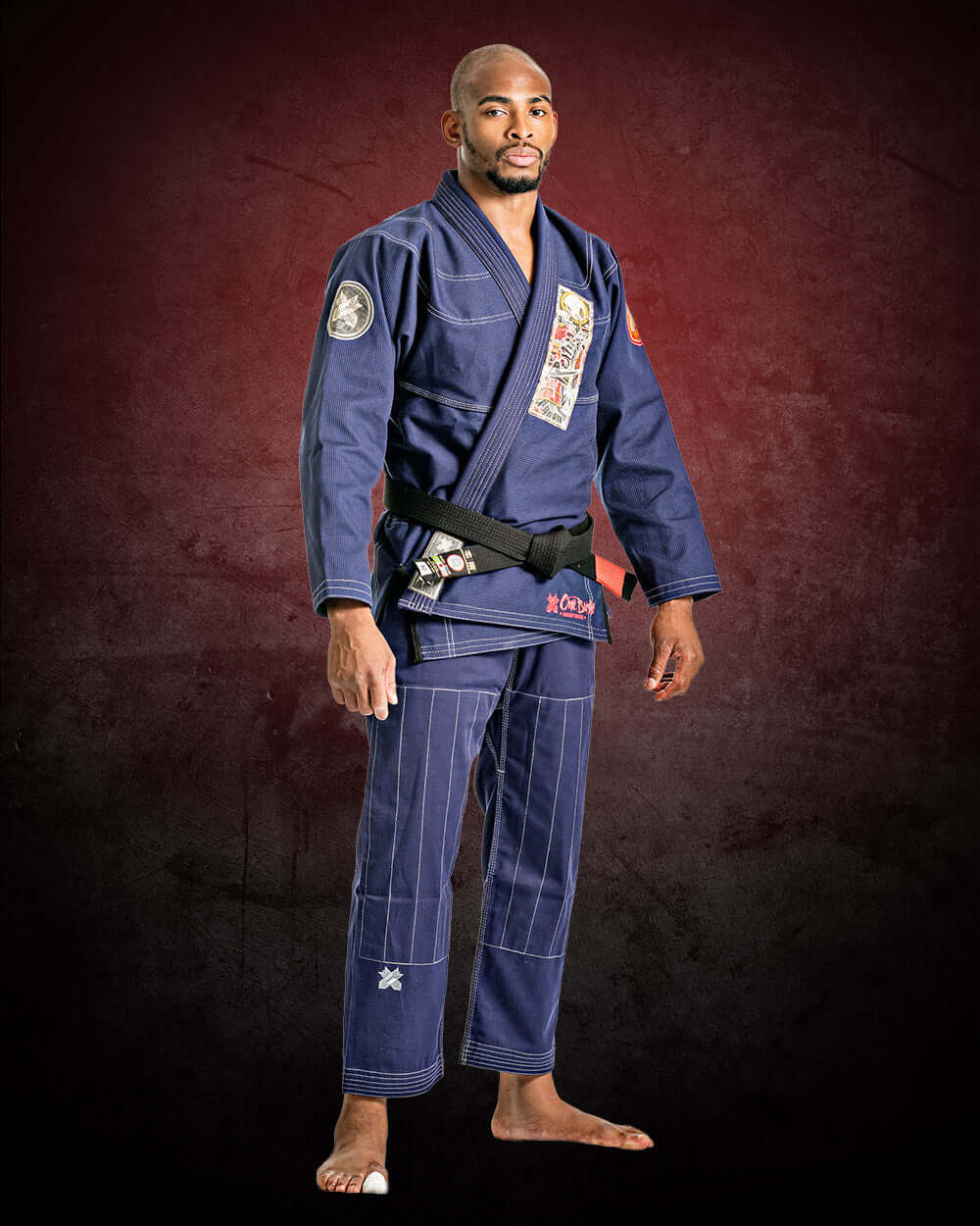 Roninbrand Oni Bushi BJJ Gi in Navy, designed for comfort and fit for professional Brazilian Jiu Jitsu fighters.