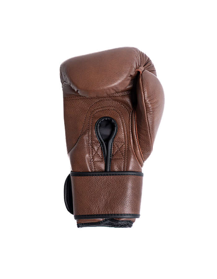 Superare S50 boxing gloves in dark brown Italian leather, designed for professional fighters and combat training.