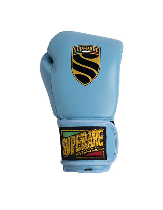 Superare S40 Boxing Gloves in Cielo Sky Blue, crafted from premium Italian leather for elite fighters.