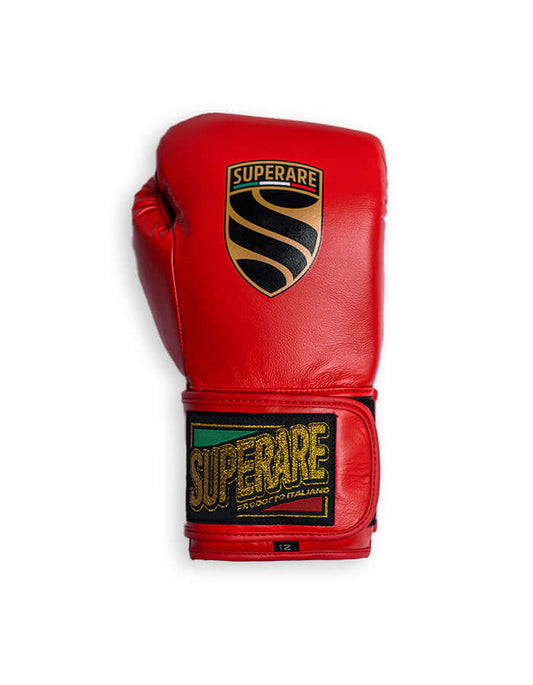 Superare S40 Boxing Gloves in Rosso Red, crafted from A-grade Italian leather for the ultimate fighting experience.
