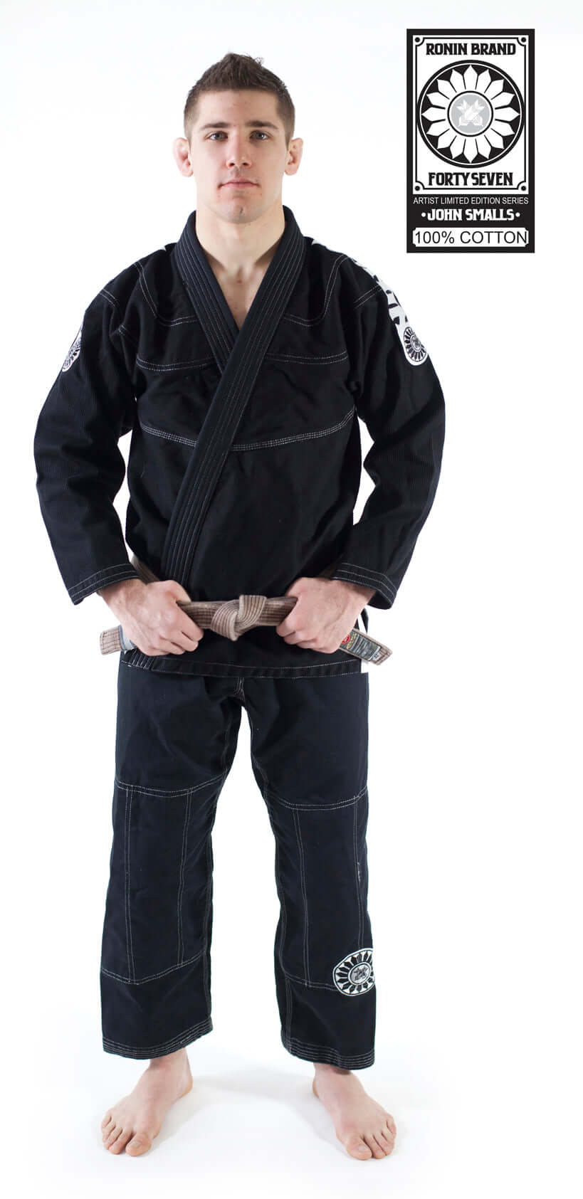 Roninbrand 47 BJJ Gi in Black, for professional fighters seeking comfort and fit, designed in America.