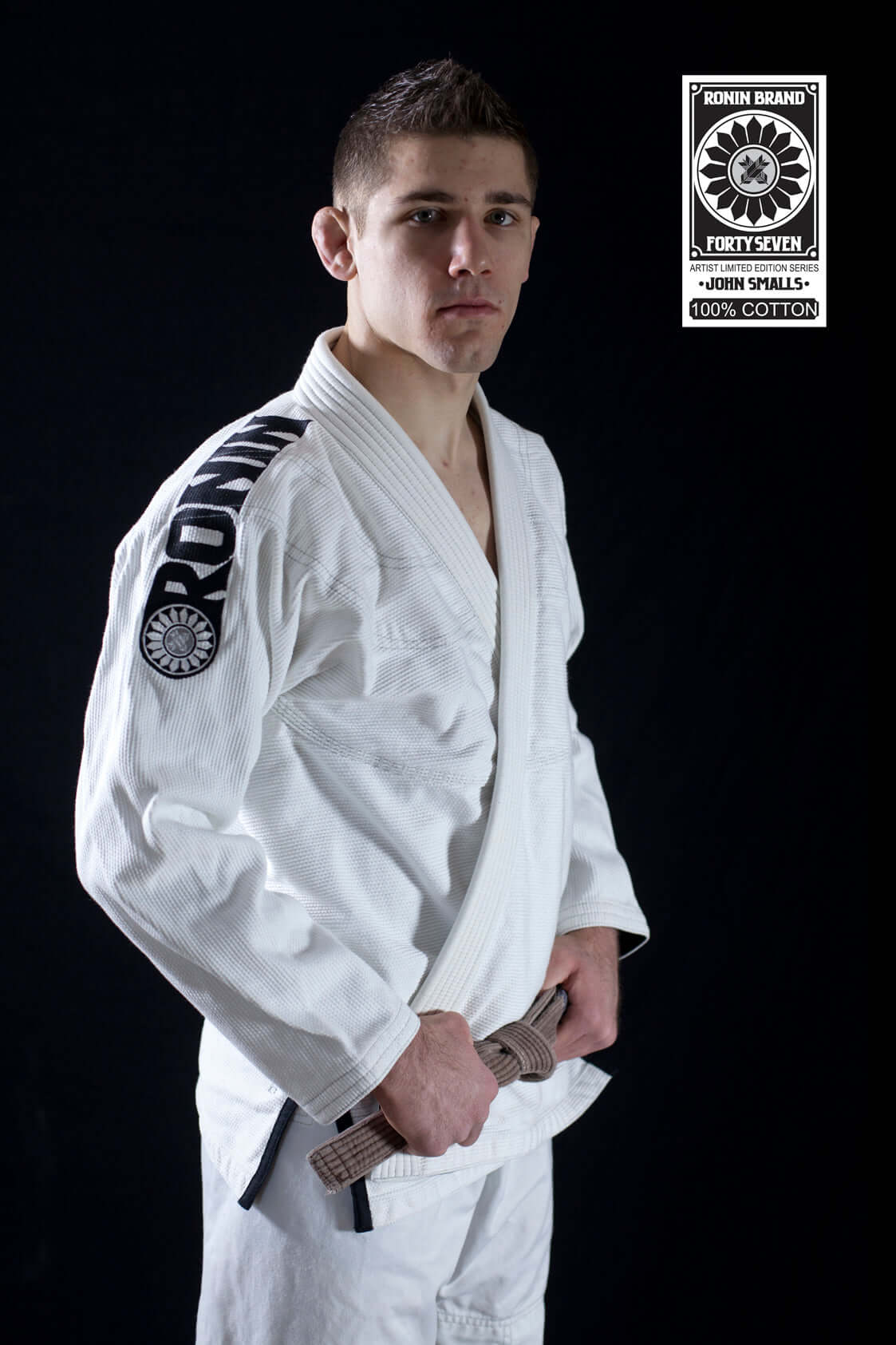 Roninbrand 47 BJJ Gi in white, designed for comfort and fit for fighters, showcasing the legacy of the 47 Ronin.
