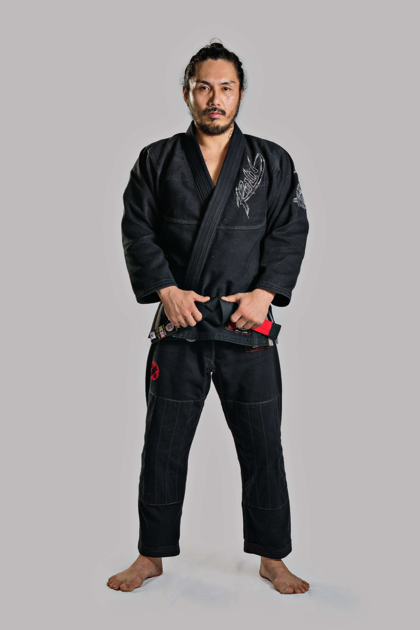 Roninbrand Samurai Ghost Black BJJ Gi designed for elite fighters, offering comfort and fit for all martial arts.
