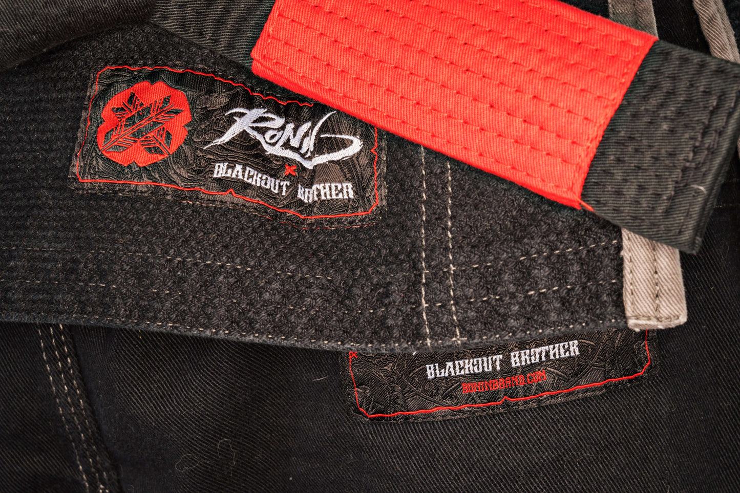Roninbrand Blackout Brother BJJ Gi label, showcasing quality design and craftsmanship for professional fighters.