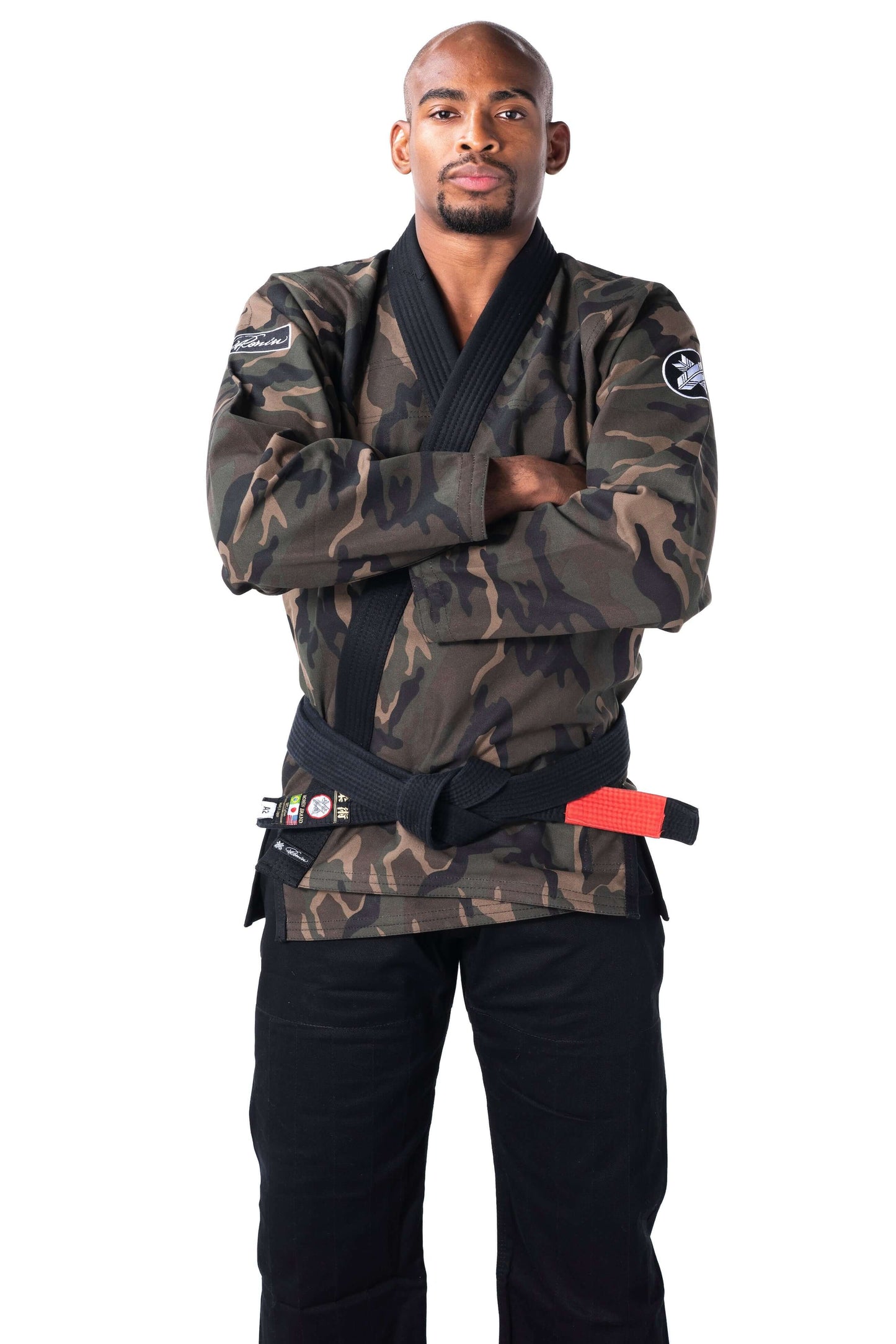 Roninbrand Camo BJJ Gi in green, designed for optimal comfort and performance in Brazilian Jiu Jitsu.