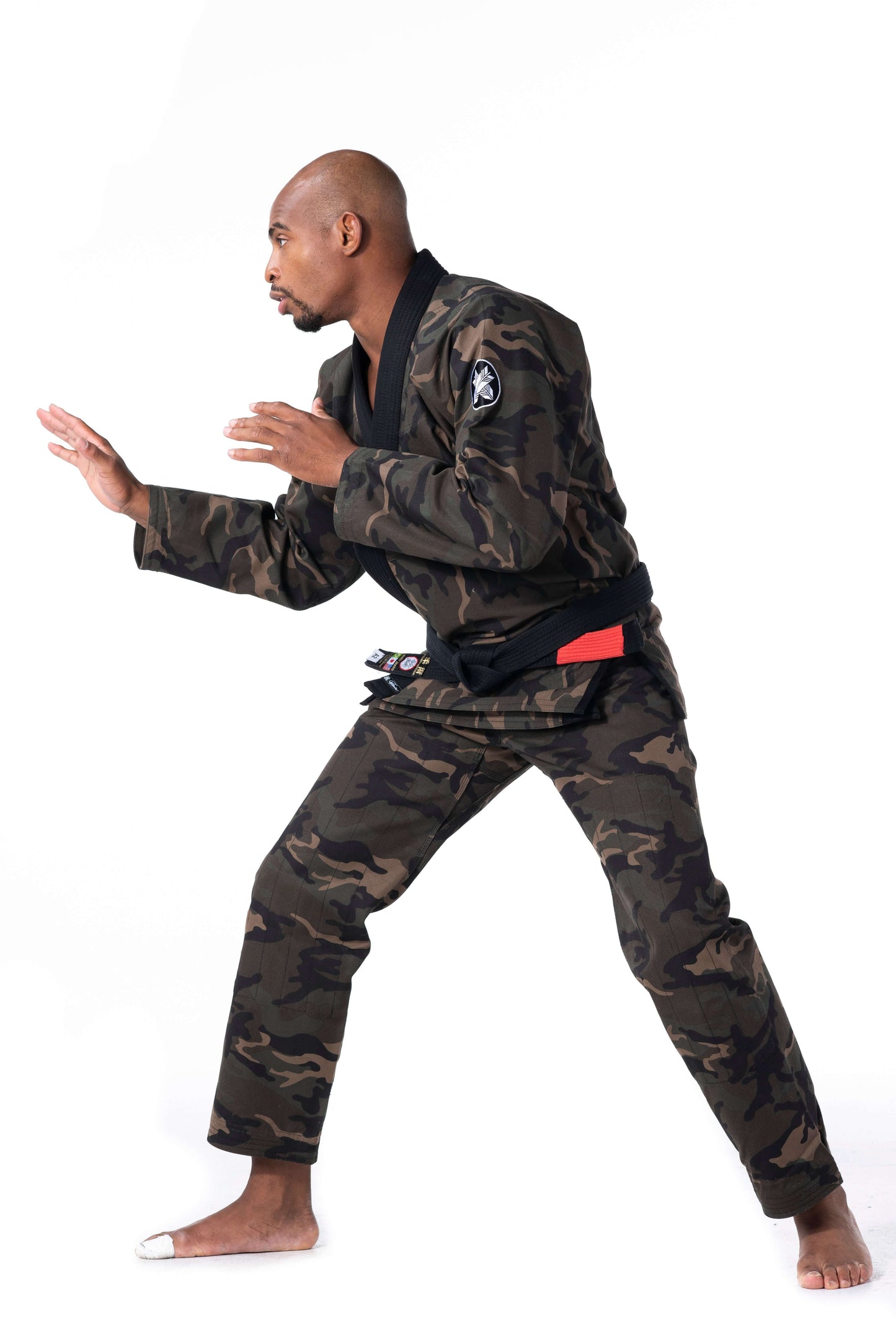 Roninbrand Camo BJJ Gi in green, designed for Brazilian Jiu Jitsu, offering comfort and versatility for grappling.