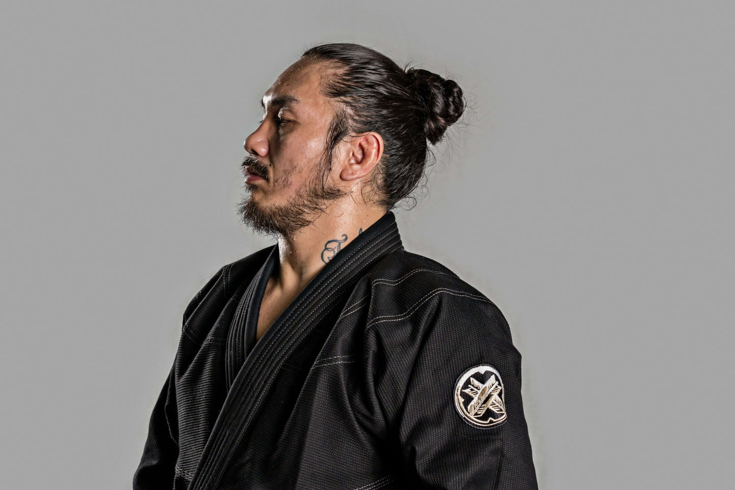 Roninbrand Kurosawa BJJ Gi in black, showcasing the premium design for professional Brazilian Jiu Jitsu fighters.