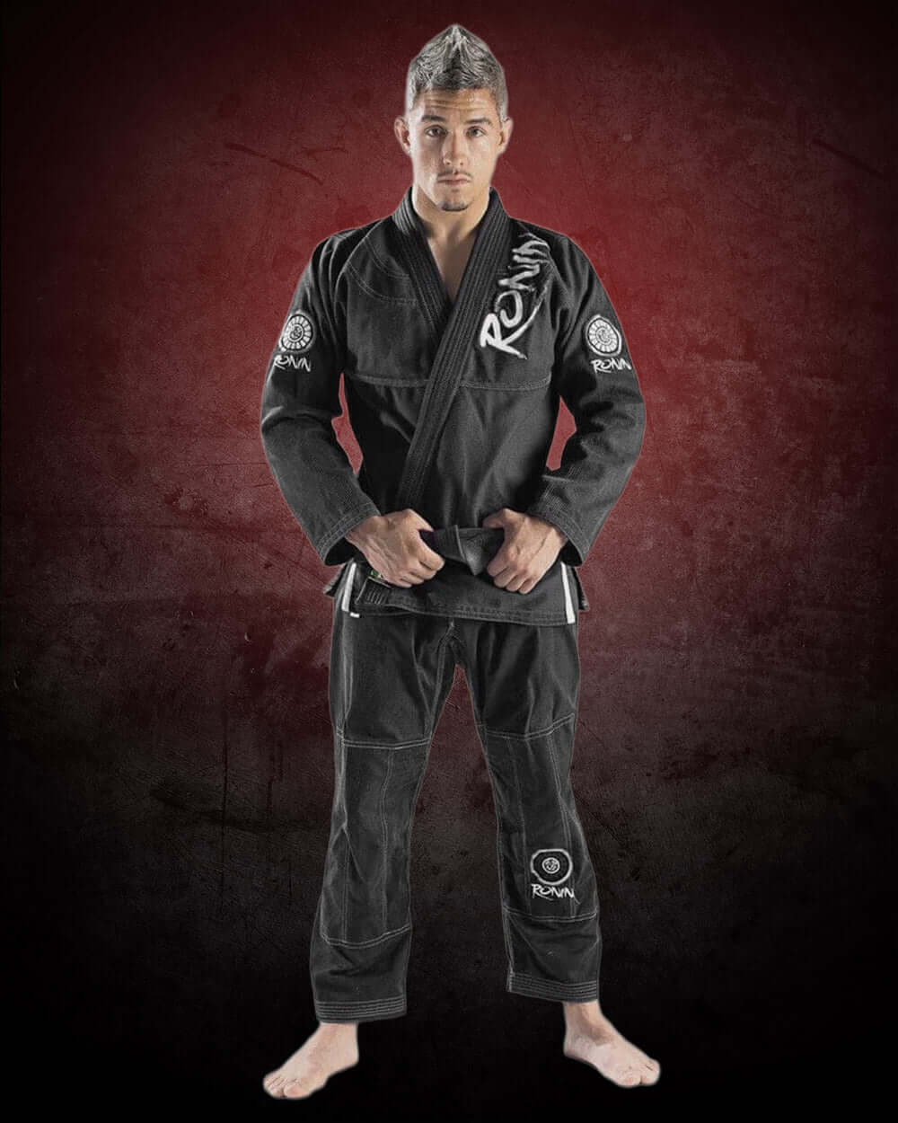 Roninbrand Samurai Ghost BJJ Gi in charcoal, designed for ultimate comfort and grappling performance in Brazilian Jiu Jitsu.
