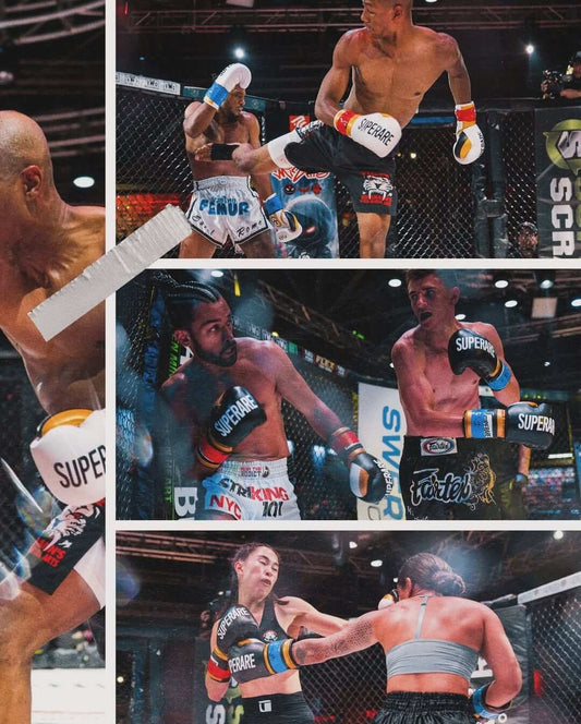 Fight Gear Paragon Elite Fight worn by top UFC athletes during an intense match in the octagon.