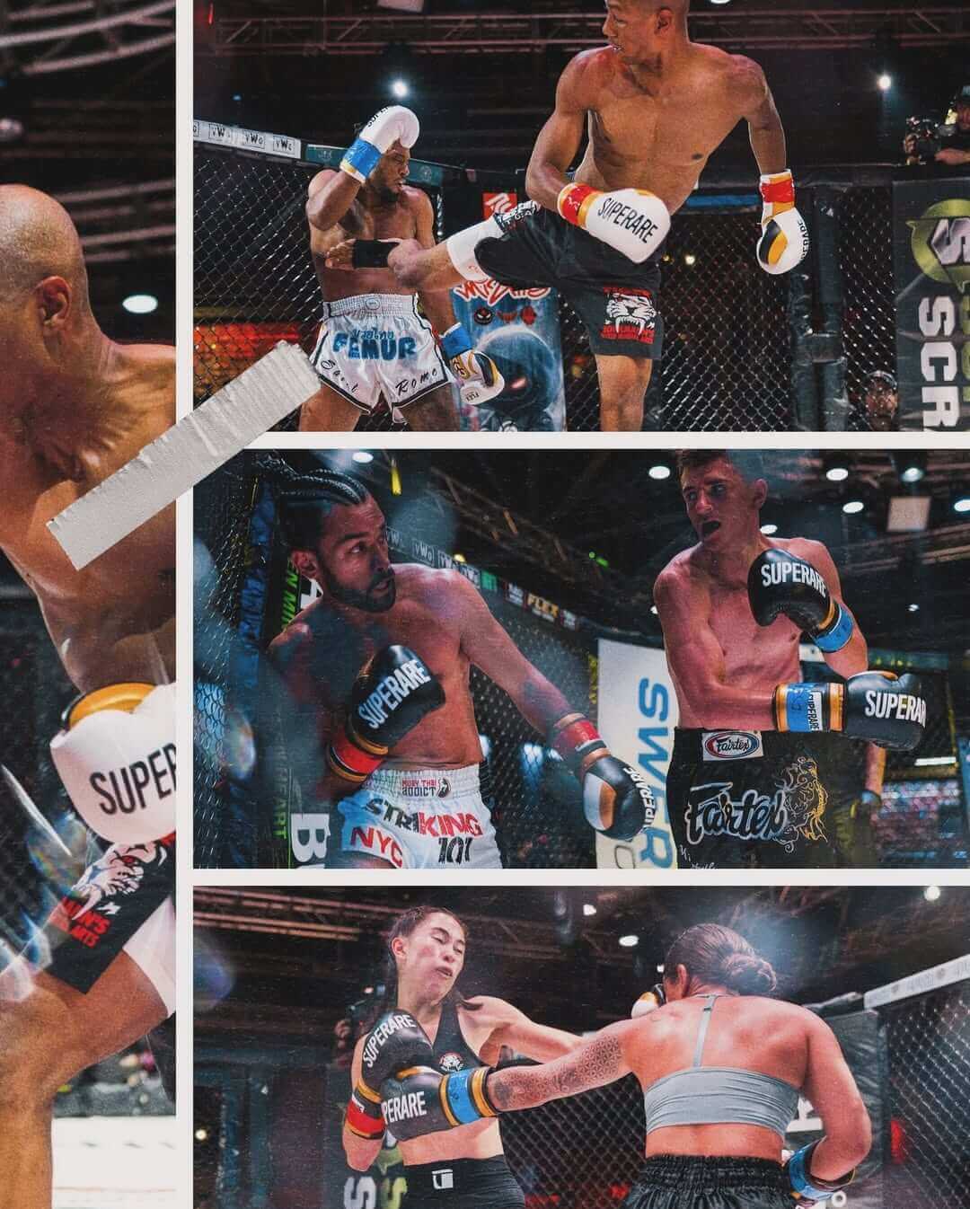 Fight Gear Paragon Elite Fight worn by top UFC athletes during an intense match in the octagon.