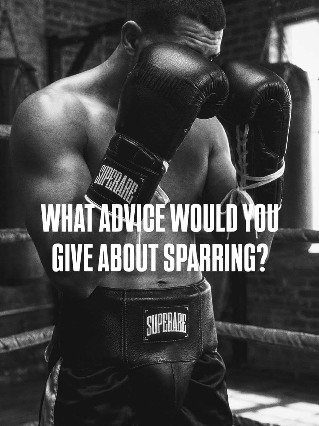 Fighter in boxing gloves preparing to spar with the focus keyword Fight prominently included.