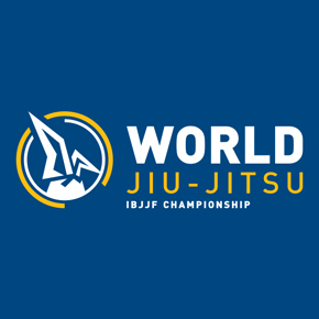 Logo of the World Jiu-Jitsu Championship (Mundials) by IBJJF on a blue background.