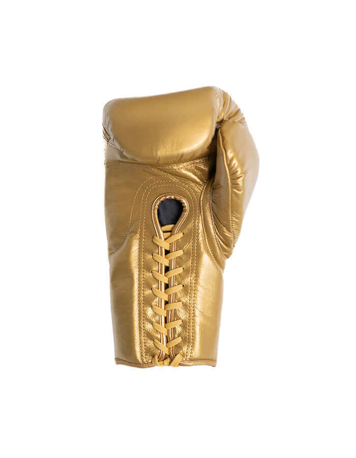 Paragon Elite x Superare - Gold boxing glove with lace-up design, representing high-quality sports gear for boxing and martial arts.