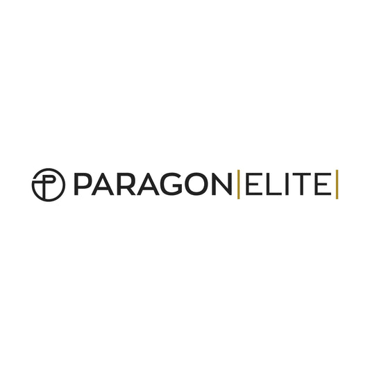 Paragon Elite logo showcasing a modern design with black and gold accents.