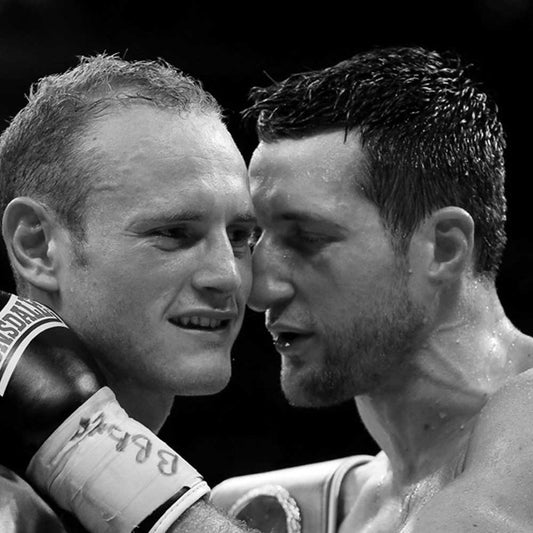 Close-up of Froch and Groves during their intense boxing match in 2014, showcasing the rivalry in the ring.