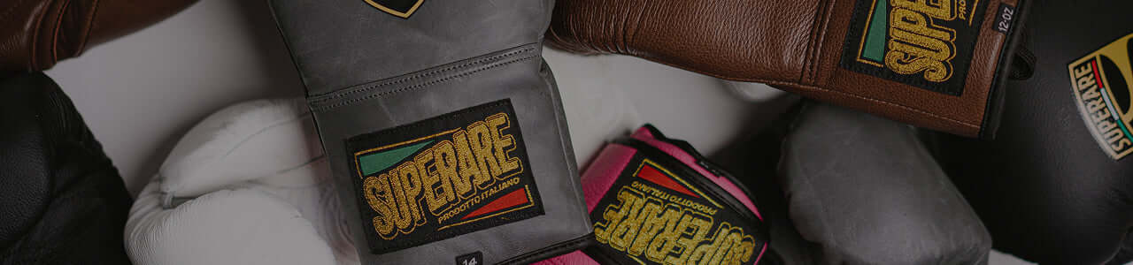 Paragon Elite x Superare USA professional boxing gloves collection with handmade Italian leather designs in multiple colors