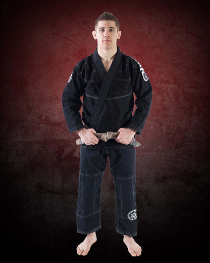 Roninbrand 47 BJJ Gi in Black, perfect for fighters seeking comfort and fit in Brazilian Jiu Jitsu.