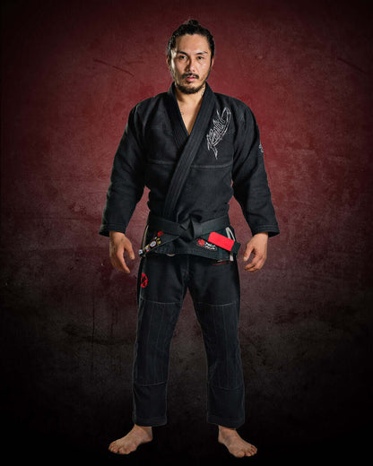 Roninbrand Samurai Ghost BJJ Gi in black, showcasing professional design for elite fighters and best comfort.