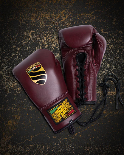 Superare S40 Amarena Purple boxing gloves, high-quality Italian leather, designed for professional fighters.