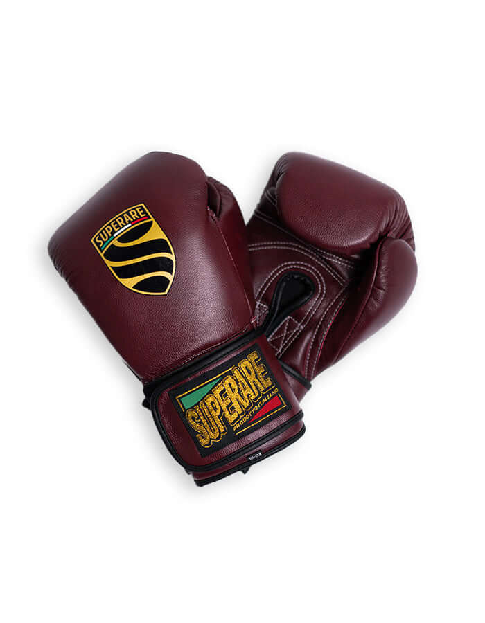 Superare S40 boxing gloves in Amarena Purple, crafted from premium Italian leather, ideal for professional fighters.
