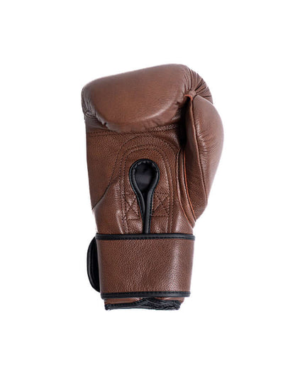 Superare S50 boxing gloves in dark brown Italian leather, designed for professional fighters and combat training.