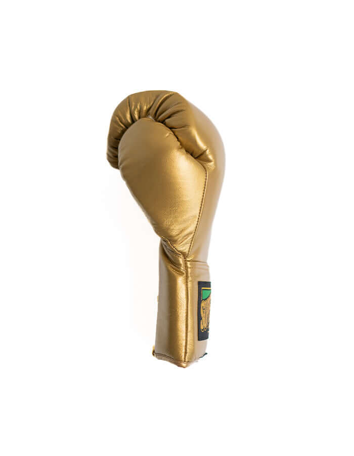 Superare S50 Gold Boxing Gloves, professional combat gloves made with A-grade Italian leather, perfect for serious fighters.