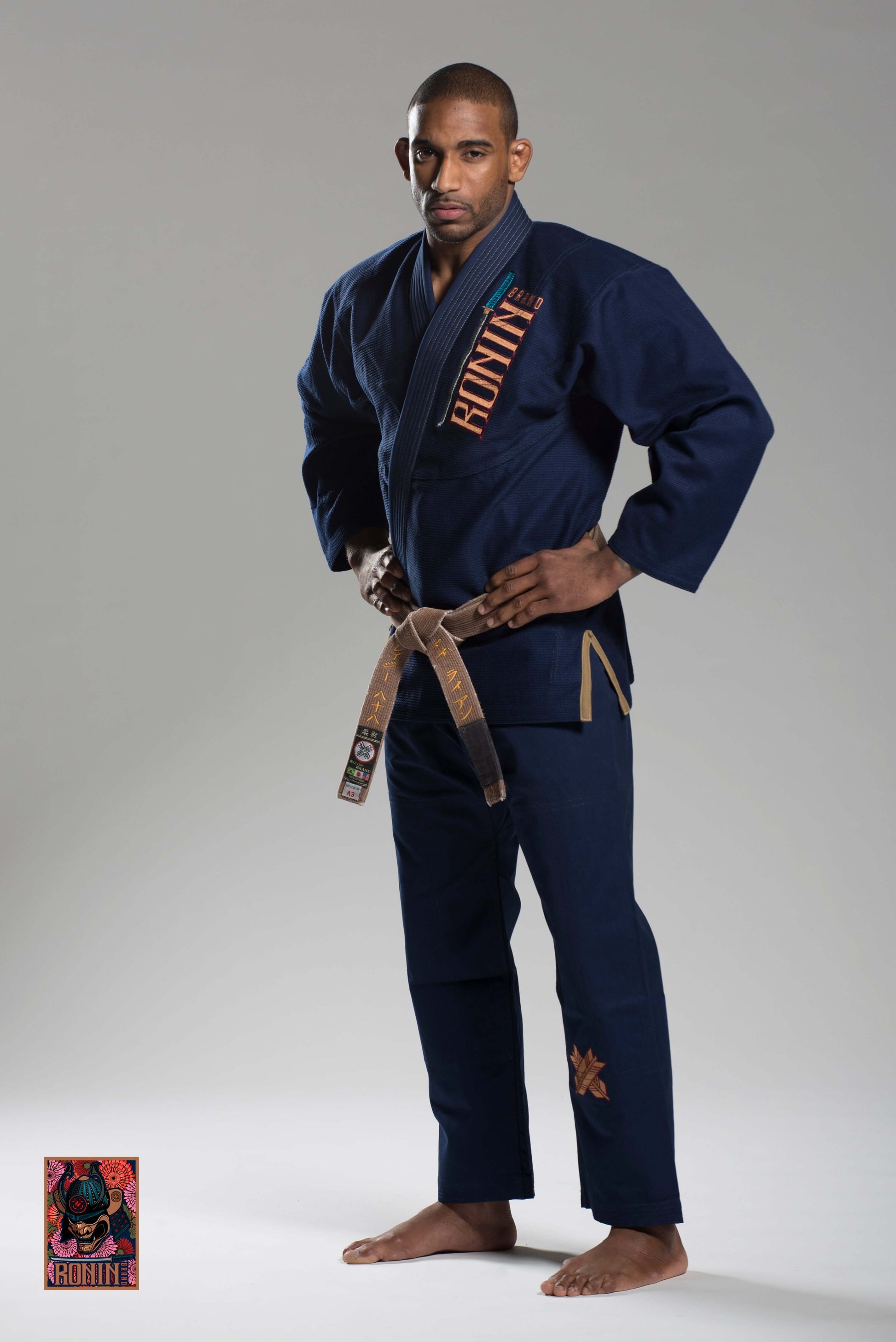 Roninbrand Emperor BJJ Gi in Navy, designed for optimal comfort and grappling performance in Brazilian Jiu Jitsu.