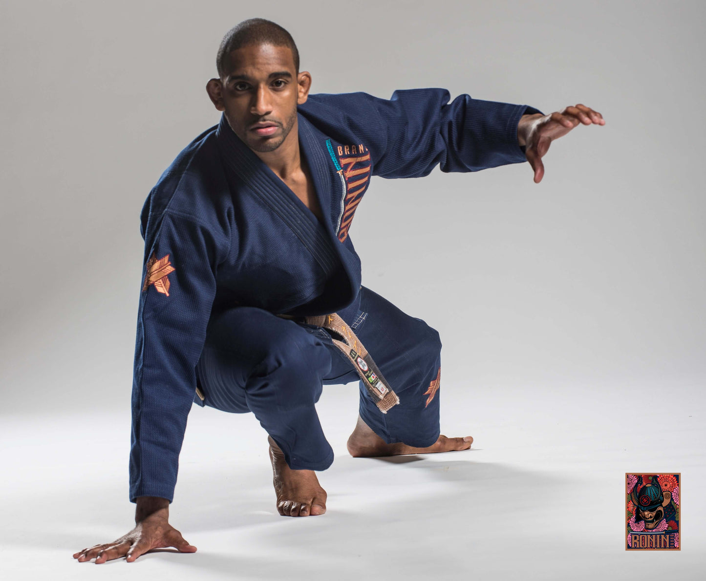 Roninbrand Emperor BJJ Gi in Navy, showcasing perfect design for comfort and optimal grappling techniques.