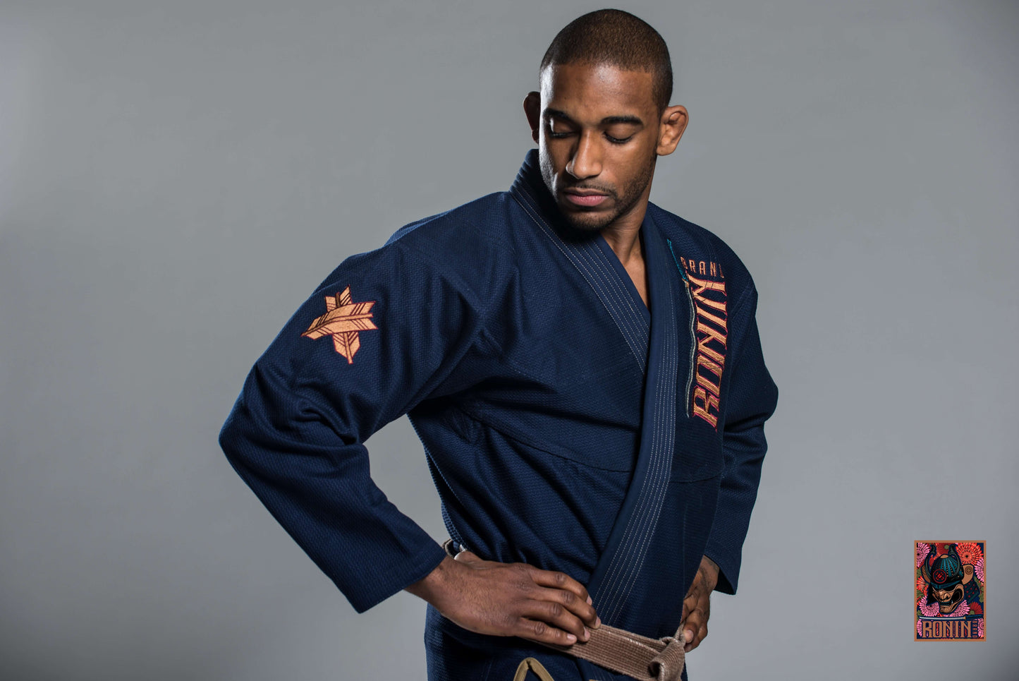 Roninbrand Emperor BJJ Gi in Navy color, designed for optimal comfort and grappling performance in Brazilian Jiu Jitsu.