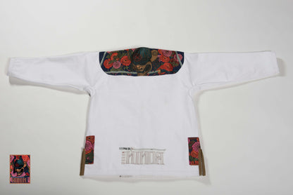 BJJ Gi Paragon Elite Fight x Ronin Emperor - White (Imperial Break) showcasing unique floral designs and embroidered details.