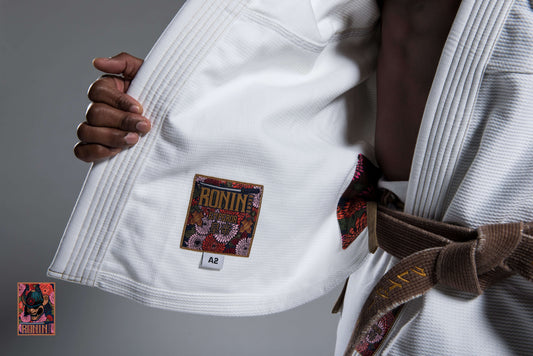 BJJ Gi Paragon Elite Fight x Ronin Emperor - White (Imperial Break) interior view with Ronin label and detail.