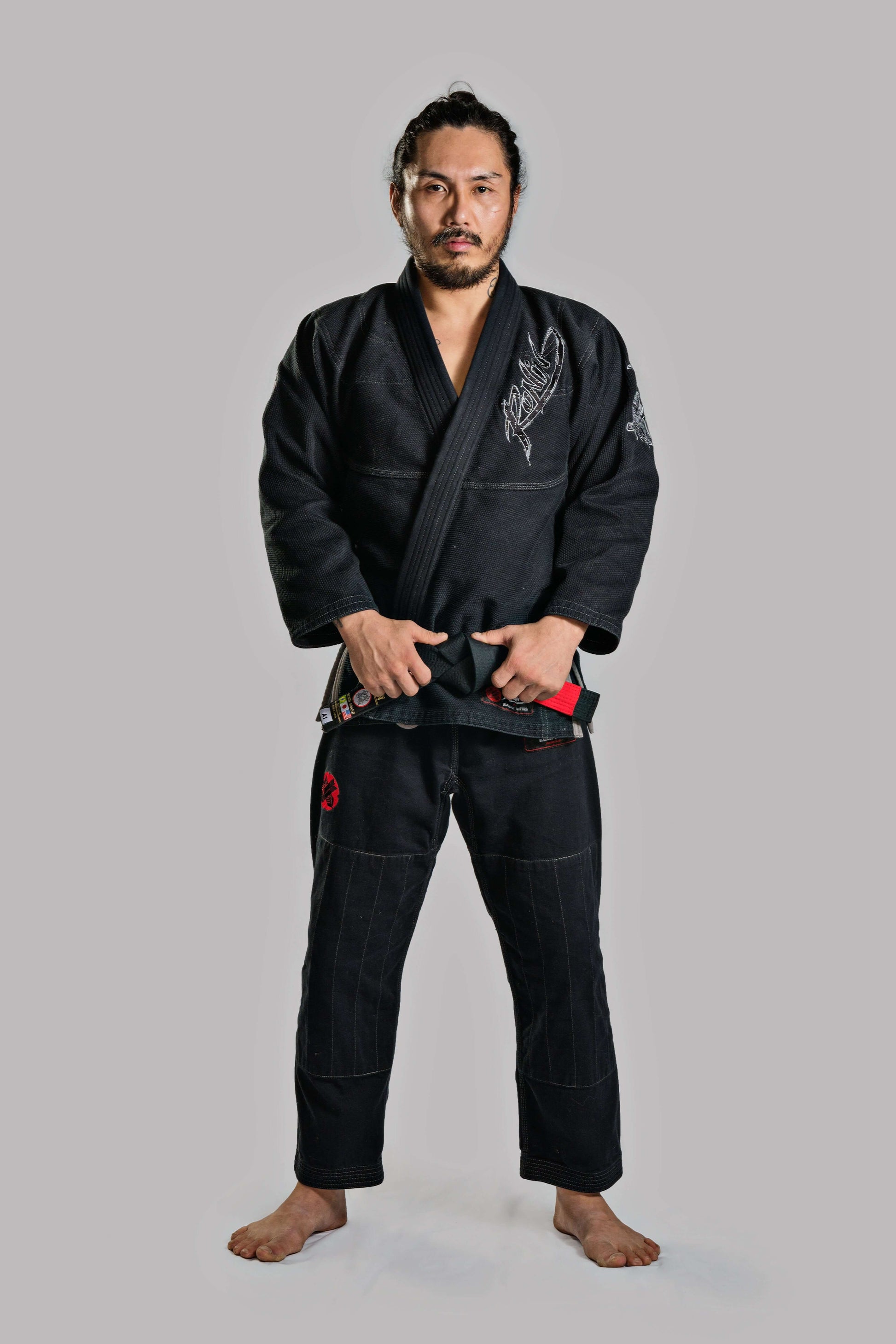 Roninbrand Samurai Ghost Black BJJ Gi designed for elite fighters, offering comfort and fit for all martial arts.