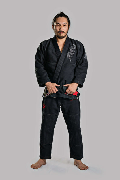 Roninbrand Samurai Ghost Black BJJ Gi designed for elite fighters, offering comfort and fit for all martial arts.