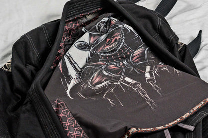 Interior view of Roninbrand Kurosawa BJJ Gi showcasing artistic design inspired by samurai legends.