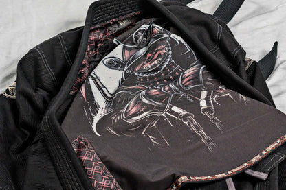 Interior view of Roninbrand Kurosawa BJJ Gi showcasing artistic design inspired by samurai legends.