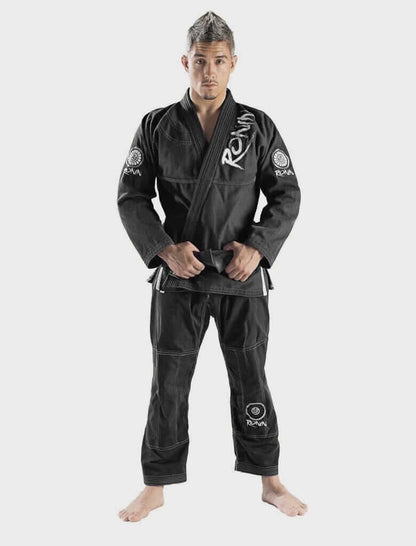 Roninbrand Samurai Ghost BJJ Gi in charcoal, designed for comfort and performance in Brazilian Jiu Jitsu.