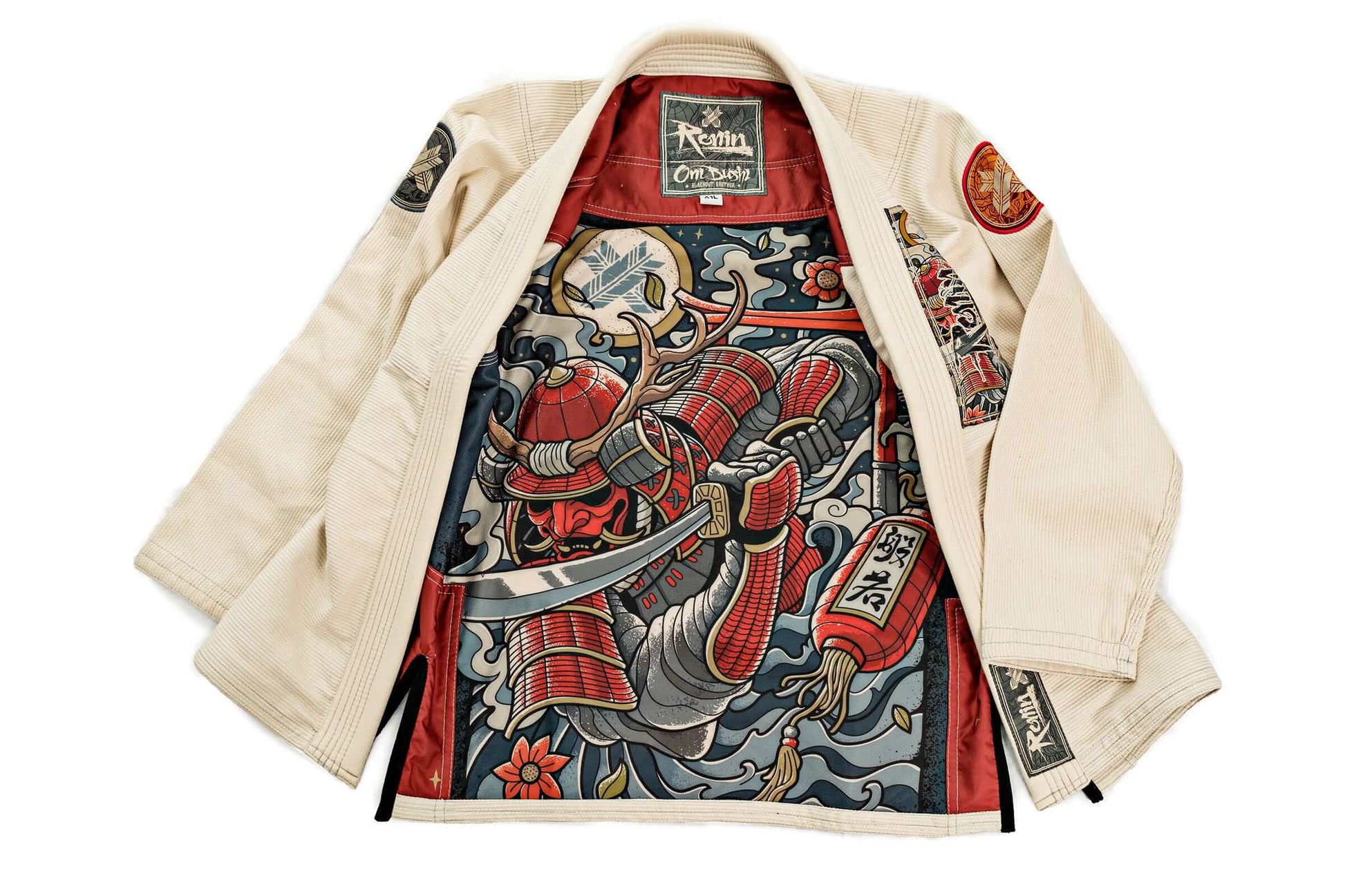 Roninbrand Oni Bushi BJJ Gi featuring vibrant interior design, crafted for comfort and top grappling performance.