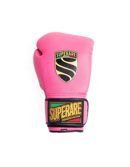 Superare S50 Rosa boxing glove in blush pink, handmade in Italy with full grain leather, designed for elite fighters.